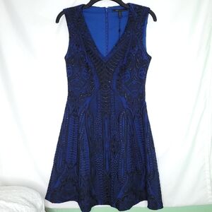 BCBGMAXAZRIA Black & Blue Hannelli Fit And Flare Sleeveless Dress Size 6 (NWT)